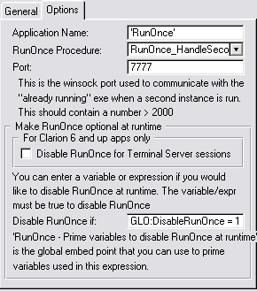 Global Template - Options Tab