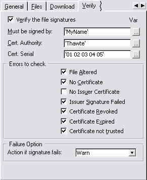 SafeDownload Verification Tab