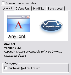 AnyFont Global General Tab screenshot