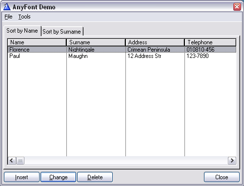 AnyFont demo screenshot